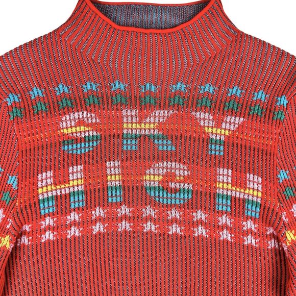 BDG Urban Outfitters Sky High Ribbed Crop Top Large Ski Retro Rainbow Mock Neck - Picture 3 of 13